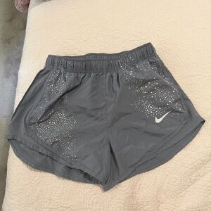 Nike Women's Gray Athletic Running Shorts with Reflective Dot Print